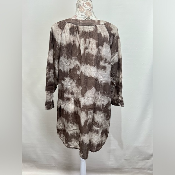 🛍️COLDWATER CREEK brown tie dye tunic top size L. - Picture 6 of 12